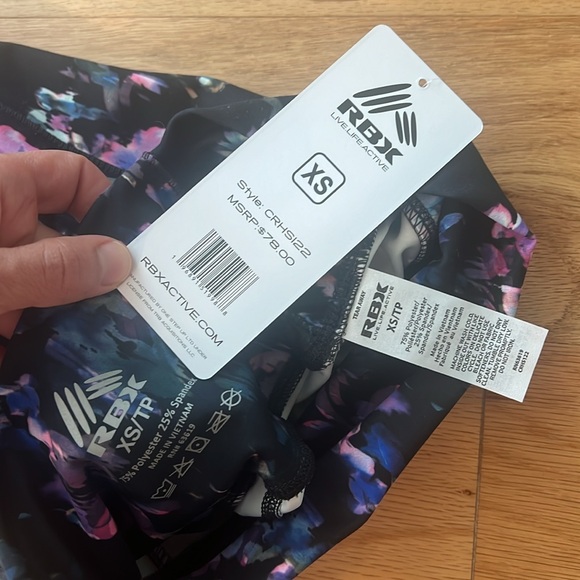 RBX ultra hold cropped leggings XS extra small pockets new floral abstract crop - Picture 14 of 14